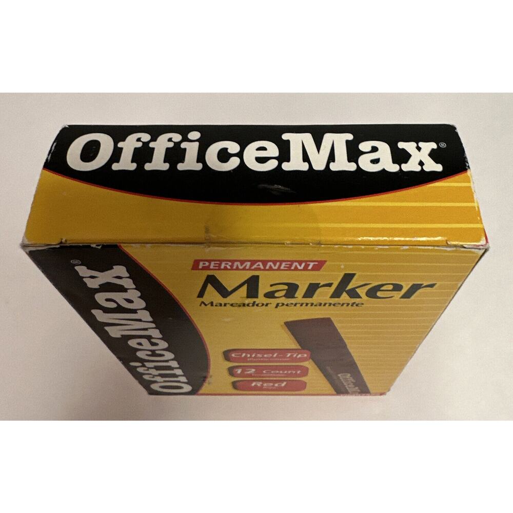 Rare OficeMax Permanent Red Marker Chisel-Tip 12 Count‎ OM97552 Sealed Box 2005 - Picture 3 of 6